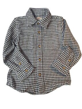Faherty Shirt Black Check Button Front Flannel Long Sleeve Top Kids Boys Size 5